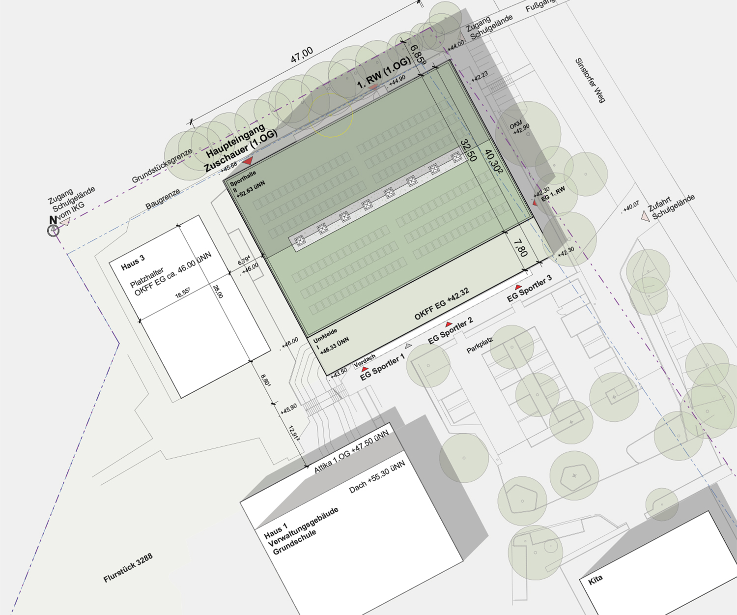 Lageplan Dreifeldsporthalle Grundschule Sinstorf
